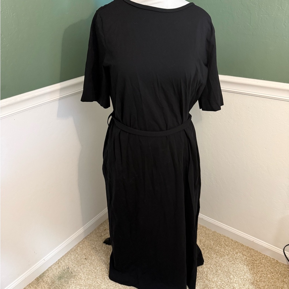 COS Black Belted Jersey Maxi Dress - US L